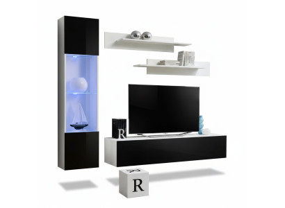 Conjunto de muebles de sala de estar, mueble de pared, soporte de TV, diseño de vitrina colgante, mobiliario.