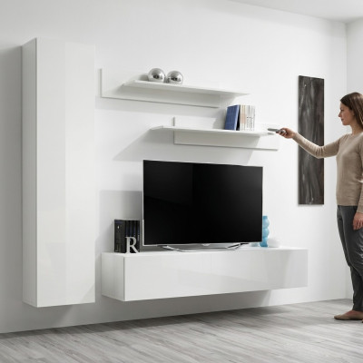 Mueble de salón blanco estante de televisión diseño de muebles sala de estar estantes de pared
