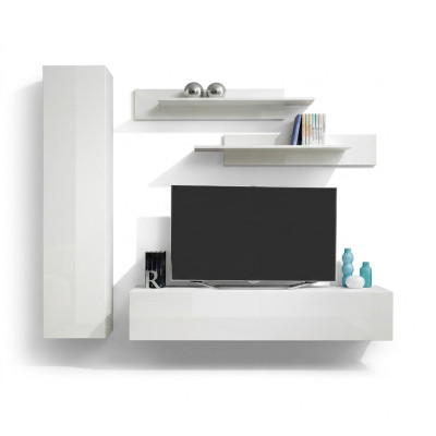 Mueble de salón blanco estante de televisión diseño de muebles sala de estar estantes de pared