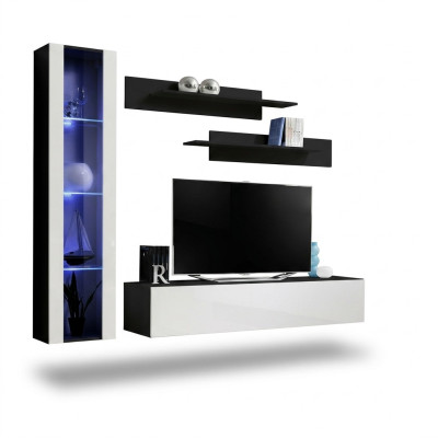 Conjunto de muebles de salón de diseñador de 4 piezas en negro, muebles de salón colgantes, vitrina de decoración.