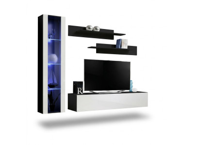 Conjunto de muebles de salón de diseñador de 4 piezas en negro, muebles de salón colgantes, vitrina de decoración.