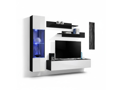 Conjunto completo de 4 piezas de muebles de sala de lujo de diseñador, estantes de pared colgantes y vitrinas.