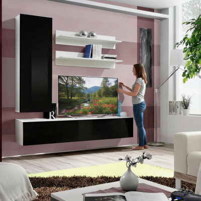 Mueble de salón moderno de lujo, diseño de sala de estar, soporte de TV, armario de pared.