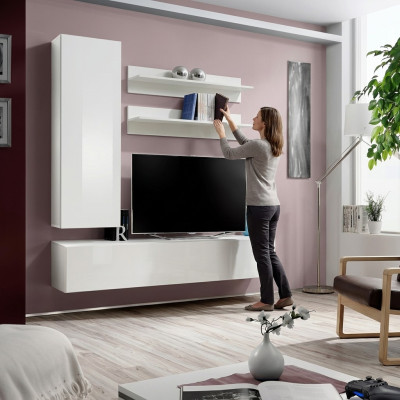 Diseño de muebles de lujo en blanco de madera para pared.
