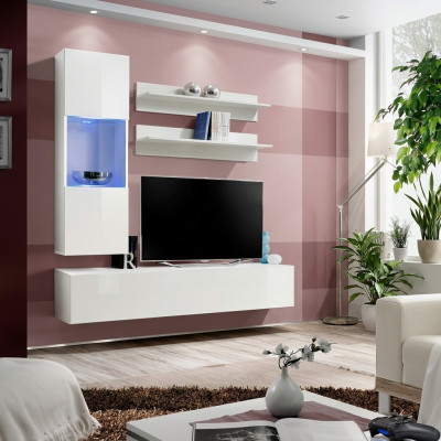 Conjunto de muebles de pared para TV, soporte para TV, mueble bajo, vitrina colgante de diseñador en madera.