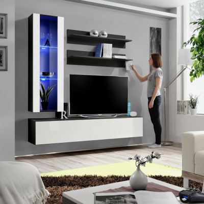 Sala de estar, mueble mural, estantería de pared, armario de TV, vitrina colgante, estante, muebles de madera, nuevo.