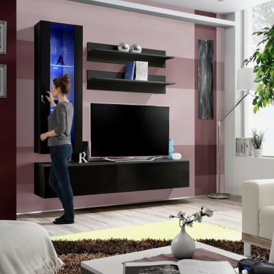 Soporte de televisión de lujo, mueble de televisión, salón moderno, panel de pared de sala de estar, muebles de madera, estante.