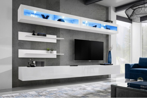 Modernes conjunto de sala de estar de 6 piezas 2x soporte de TV armario de pared de diseño nuevo muebles de madera
