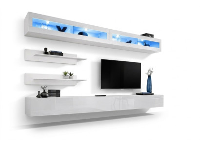 Modernes conjunto de sala de estar de 6 piezas 2x soporte de TV armario de pared de diseño nuevo muebles de madera