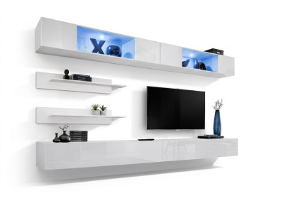 Mueble de pared completo de diseño de muebles modernos de madera para sala de estar, estanterías.