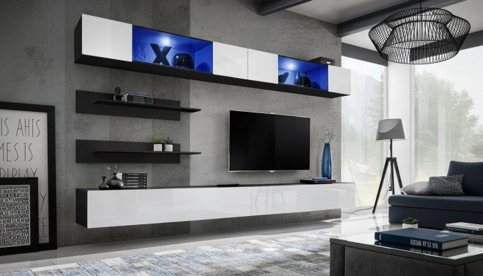 Mueble de madera para el salón 2 armarios de pared estantes de pared juego de diseño decoración