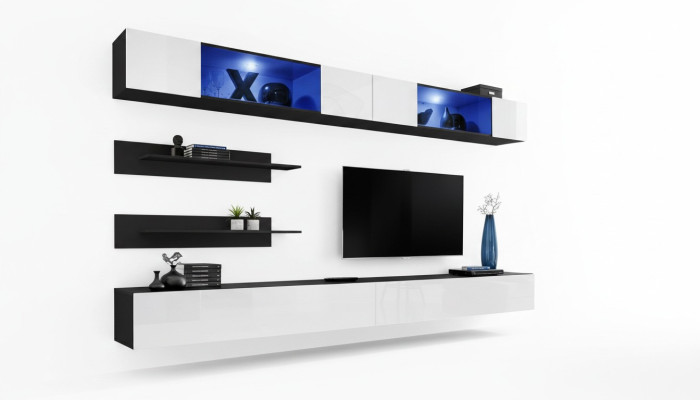 Mueble de madera para el salón 2 armarios de pared estantes de pared juego de diseño decoración