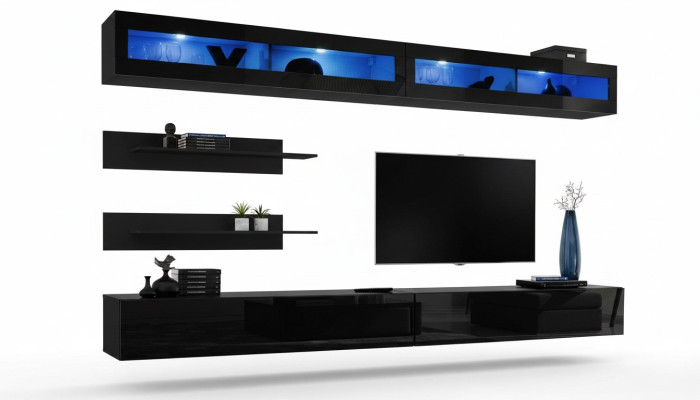 Sala de estar 2x juego de armarios de pared, pared de muebles de madera, soporte de TV nuevo.