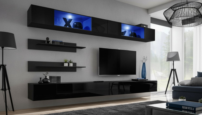 Conjunto de muebles de sala de estar TV para salón, armario de pared de 6 piezas. Mobiliario para sala de estar.