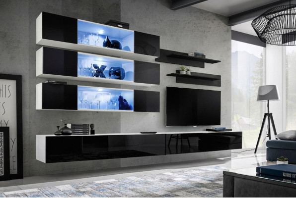 Mueble de salón de diseño moderno de lujo, nuevo conjunto de muebles de sala de estar, armario de pared y mueble bajo.