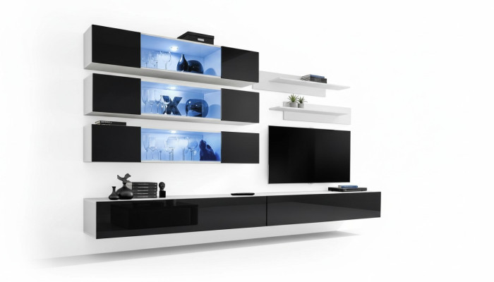 Mueble de salón de diseño moderno de lujo, nuevo conjunto de muebles de sala de estar, armario de pared y mueble bajo.