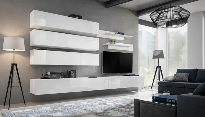 Conjunto de sala de estar de diseñador estantes de pared estante de pared soporte de TV conjunto de 7 piezas.