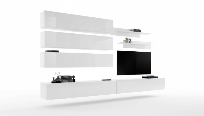 Conjunto de sala de estar de diseñador estantes de pared estante de pared soporte de TV conjunto de 7 piezas.