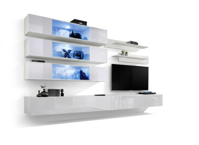 Juego de diseño 7 piezas. Mueble de pared de lujo para sala de estar de madera.