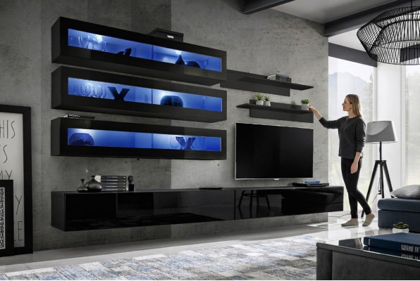 Mueble de salón Diseño estante de pared Soporte para TV Armario de pared Sala de estar Madera Mobiliario Nuevo