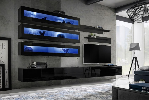 Mueble de salón Diseño estante de pared Soporte para TV Armario de pared Sala de estar Madera Mobiliario Nuevo