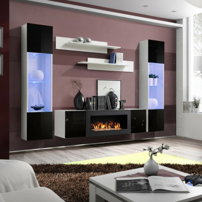 Sala de estar, pared de sala, soporte para TV, estante, diseño de lujo, conjunto de 5 piezas, muebles modernos, nuevo.