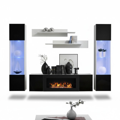Sala de estar, pared de sala, soporte para TV, estante, diseño de lujo, conjunto de 5 piezas, muebles modernos, nuevo.