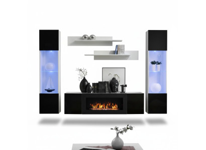 Sala de estar, pared de sala, soporte para TV, estante, diseño de lujo, conjunto de 5 piezas, muebles modernos, nuevo.