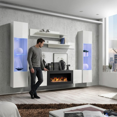 Muebles de sala modernos, mueble de pared de diseñador, estantes de pared, armario.