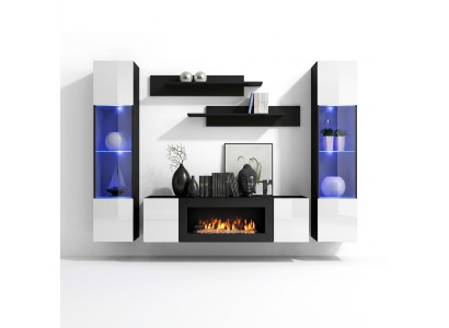 Mueble de sala de lujo moderno de diseño con vitrina colgante y aparador.