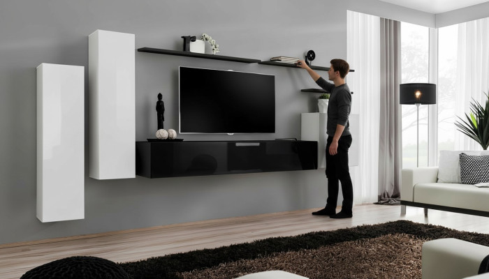 Mueble de pared Gabinete de pared Armario Soporte de TV Aparador Estante Decoración de sala de estar