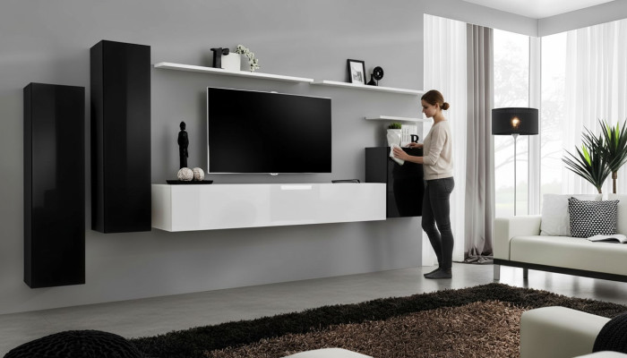 Mueble de pared conjunto de 7 piezas soporte para TV tocador de diseñador de lujo estante de pared de salón nuevo