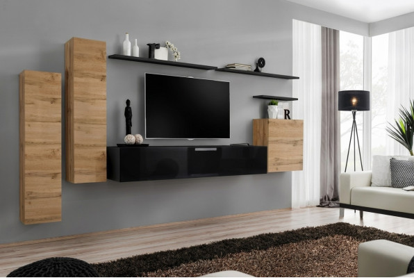 Conjunto de muebles de salón de lujo, mueble de pared de diseñador, estantes de pared, armario de pared, muebles.