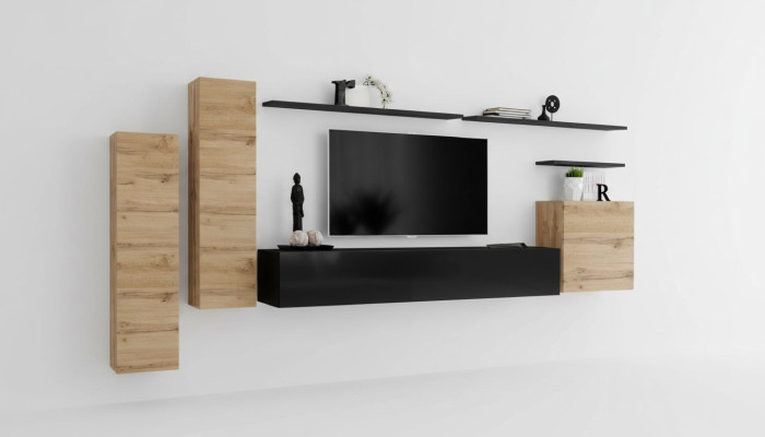 Conjunto de muebles de salón de lujo, mueble de pared de diseñador, estantes de pared, armario de pared, muebles.