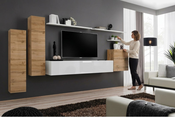 Conjunto de sala de estar 7 piezas con soporte para TV, estante de lujo de diseño moderno muebles nuevos