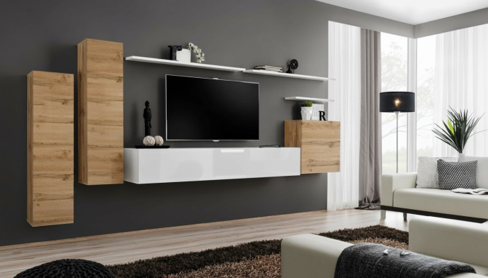 Conjunto de sala de estar 7 piezas con soporte para TV, estante de lujo de diseño moderno muebles nuevos