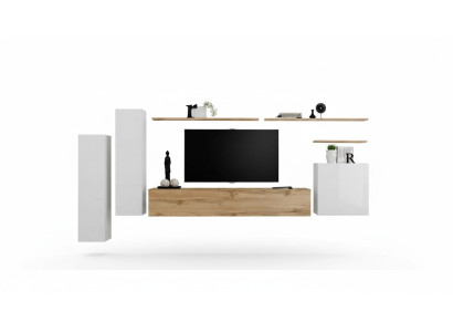 Conjunto de estantería de pared de pared de diseñador 7 piezas de muebles de lujo modernos para la sala de estar.