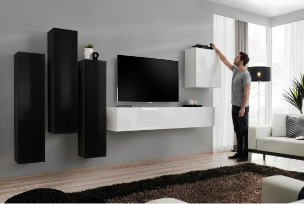 Conjunto de sala de estar, conjunto completo de pared, mueble bajo, soporte de TV, muebles de madera