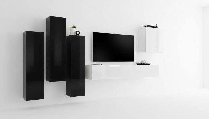 Conjunto de sala de estar, conjunto completo de pared, mueble bajo, soporte de TV, muebles de madera