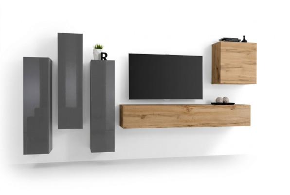 Modernos muebles de pared 5 piezas gris para sala de estar de madera Aparador soporte de TV nuevo