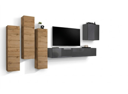 Conjunto de lujo de 5 piezas para sala de estar, muebles de sala de estar, mueble de TV, armario de pared gris.