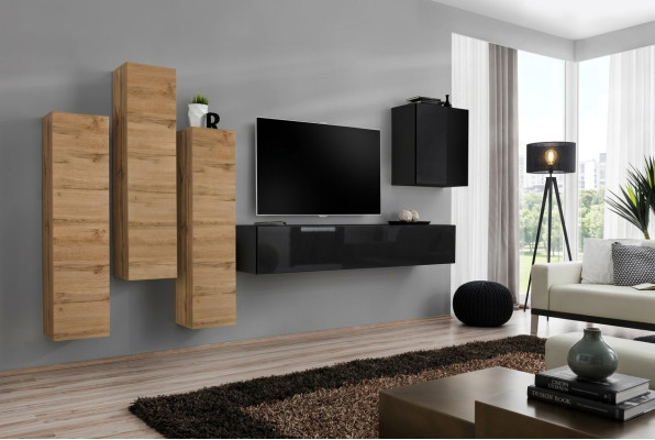 Mueble de pared aparador de pared mueble de TV sala de estar mobiliario soporte de TV moderno negro