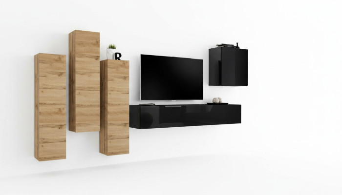 Mueble de pared aparador de pared mueble de TV sala de estar mobiliario soporte de TV moderno negro