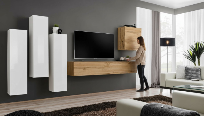 Mueble de TV moderno de madera Marrón Aparador de salón Nuevo Modular de sala