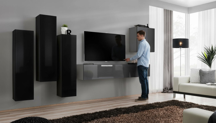 Soporte de TV gris Aparador de lujo Mueble de salón moderno completo