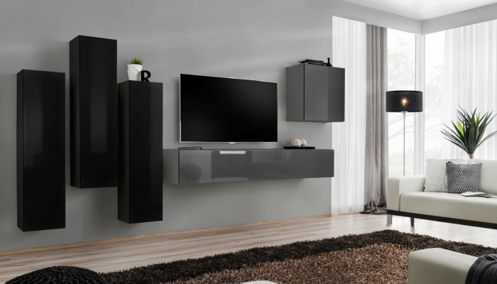 Soporte de TV gris Aparador de lujo Mueble de salón moderno completo
