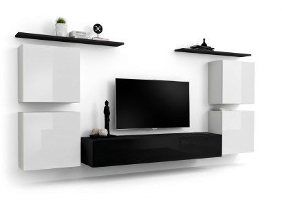 Completamente blanco armario de pared, mueble de salón de lujo, aparador de salón, soporte de TV moderno