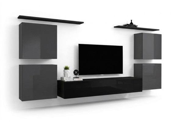 Conjunto de muebles de salón de lujo de 7 piezas, estantería de pared de madera, juego de muebles nuevo.