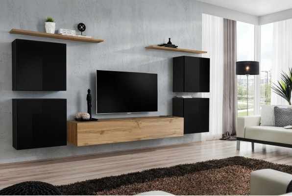 Mueble de pared estantería de madera de salón soporte de televisión diseño aparador