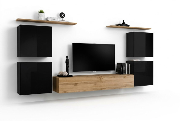 Mueble de pared estantería de madera de salón soporte de televisión diseño aparador